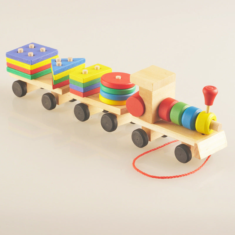 Wooden Three-Section Train Stacking Toy - Shape Sorting Puzzle - default