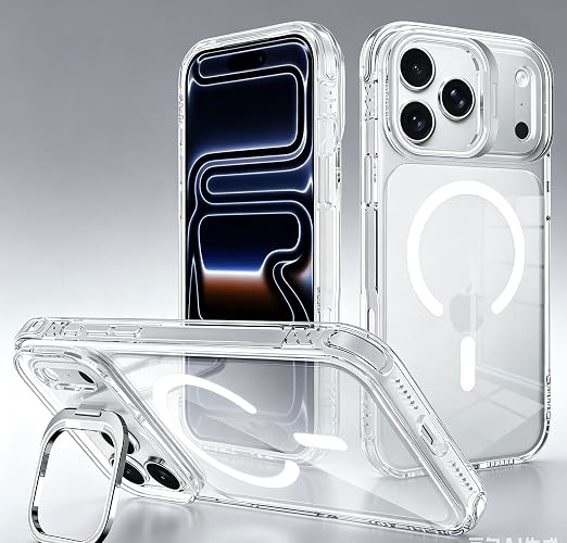 iPhone 18 Pro Max Case, Magnetic Ring & Kickstand, White