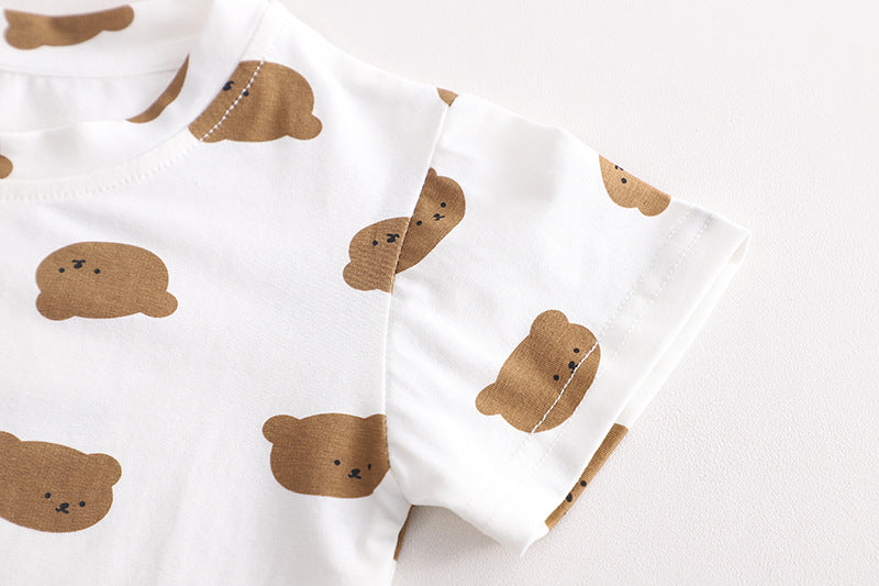 Short Sleeve Strap Kids Clothes Two-piece Suit - boy's / 100cm