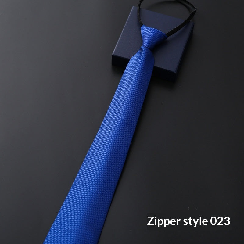 Mens Business Formal Zipper Tie With Blue Stripes - Zipper 023