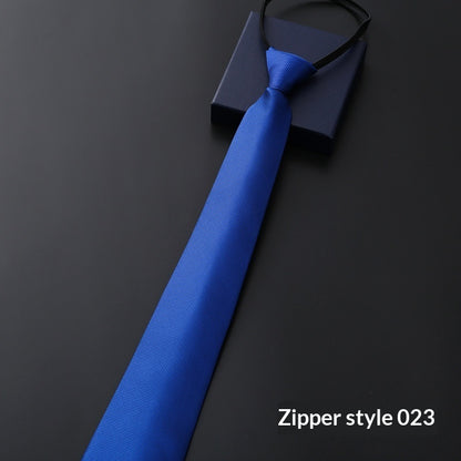 Mens Business Formal Zipper Tie With Blue Stripes - Zipper 023