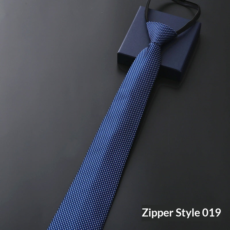 Mens Business Formal Zipper Tie With Blue Stripes - Zipper 019