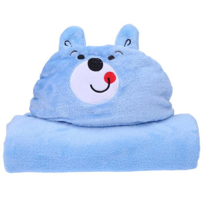 Baby Hooded Bath Towel - Soft Coral Fleece Blanket - Light Blue