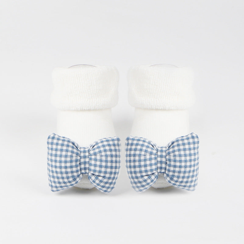 Anti-Slip Baby Floor Socks - Thick Combed Cotton Cartoon Design - Blue / M