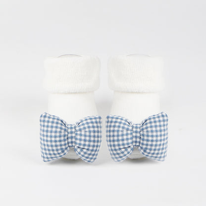 Anti-Slip Baby Floor Socks - Thick Combed Cotton Cartoon Design - Blue / M