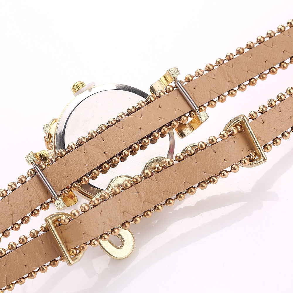 Women Bracelet Ladies Watch Diamond stones Clock Gift - Black
