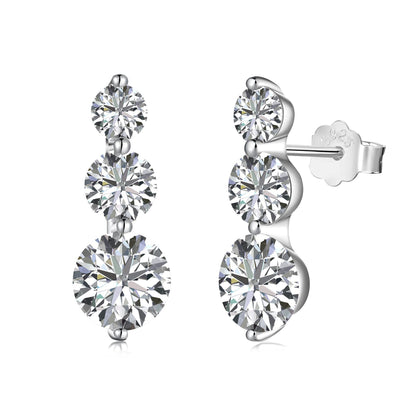 Sterling Silver Round Zircon Ring Necklace And Earring Set - DY1D0287 S W WH / 925 Silver