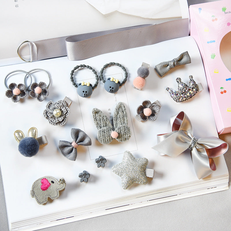 Girls 18-Piece Hair Accessories Set - Grey