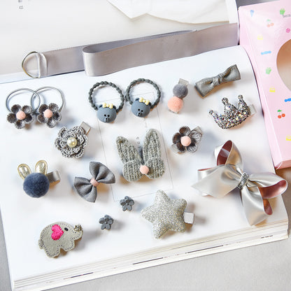 Girls 18-Piece Hair Accessories Set - Grey