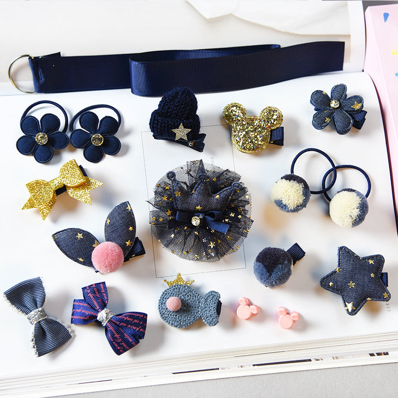 Girls 18-Piece Hair Accessories Set - Navy Blue