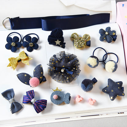 Girls 18-Piece Hair Accessories Set - Navy Blue