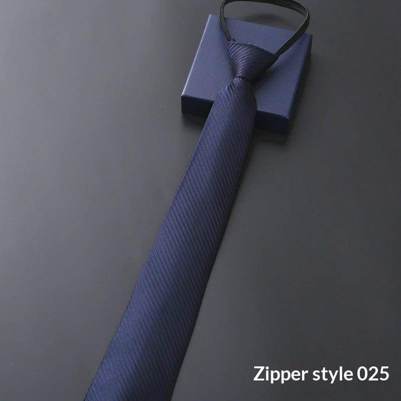 Mens Business Formal Zipper Tie With Blue Stripes - Zipper 025