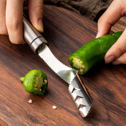 Stainless Steel Pepper Corer and Deseeder Tool - Steel color / 1PC