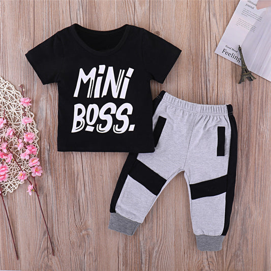 2 Pieces Kids Toddler Baby Boys Clothes Set - Black / 100cm