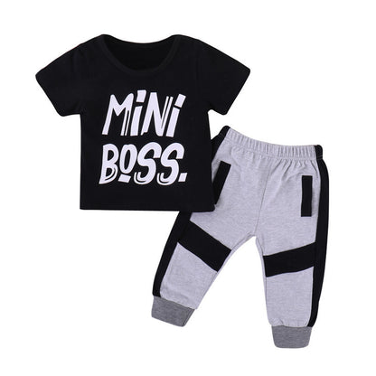 2 Pieces Kids Toddler Baby Boys Clothes Set - Black / 100cm