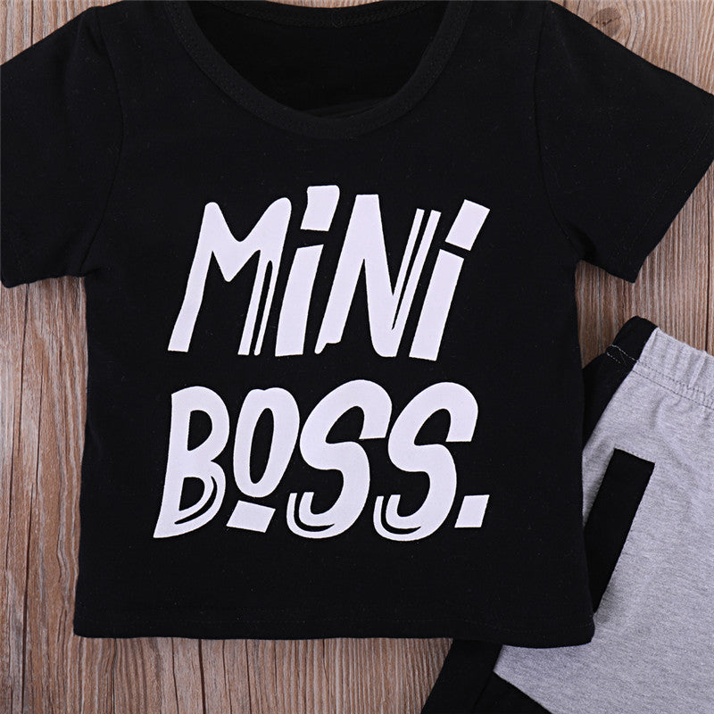 2 Pieces Kids Toddler Baby Boys Clothes Set - Black / 100cm