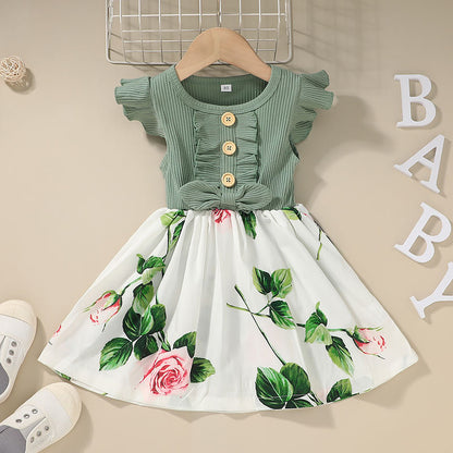 Baby Girls Clothes Summer Girls Dress - Green / 100cm