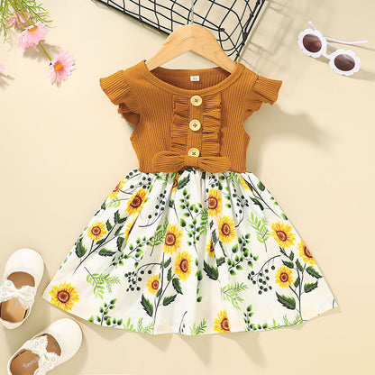 Baby Girls Clothes Summer Girls Dress - Yellow / 100cm