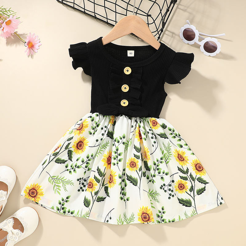 Baby Girls Clothes Summer Girls Dress - Black / 100cm