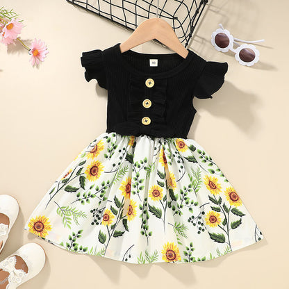 Baby Girls Clothes Summer Girls Dress - Black / 100cm