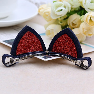 Kids' Nylon Cat Ears Hair Clips - Cute Animal Hair Accessories - Red