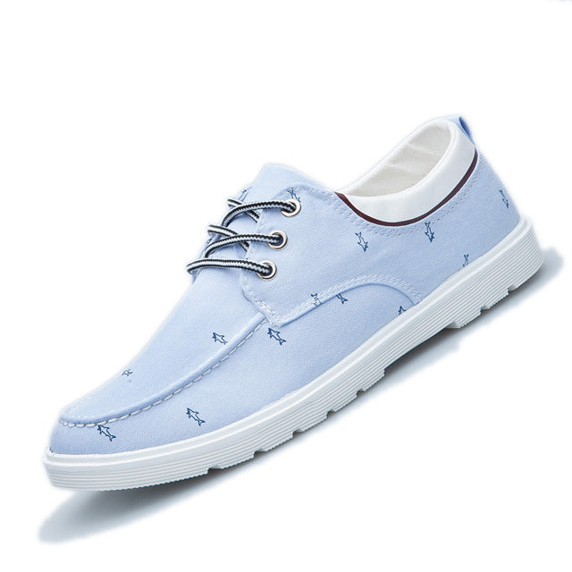 Casual men's board shoes canvas shoes - Light Blue / 39