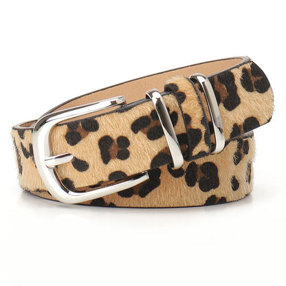 versatile faux Leopard print leather belt - Leopard Print Rice
