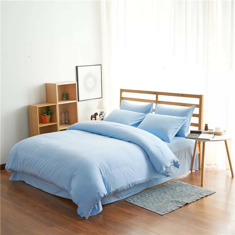 Modern 4-Piece Plain Twill Bedding Set - Blue / 2.0m