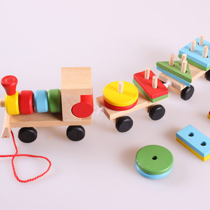 Wooden Three-Section Train Stacking Toy - Shape Sorting Puzzle - default