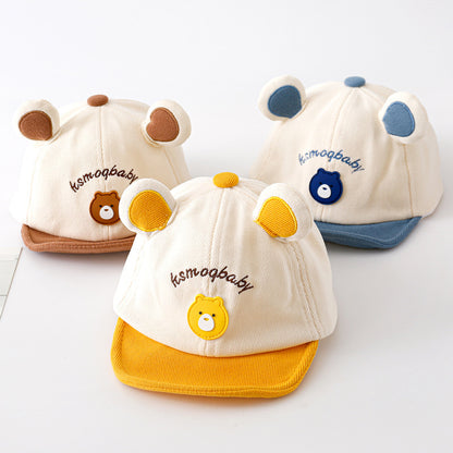 Bear-Head Cotton Baseball Cap for Babies and Toddlers 5-24m - Beige / One Size