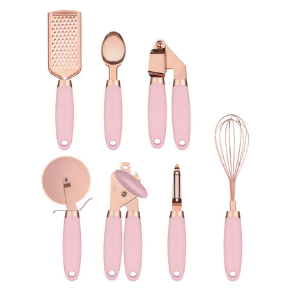 Rose Gold Stainless Steel Kitchen Tool Set - 7-Piece Set - Pink