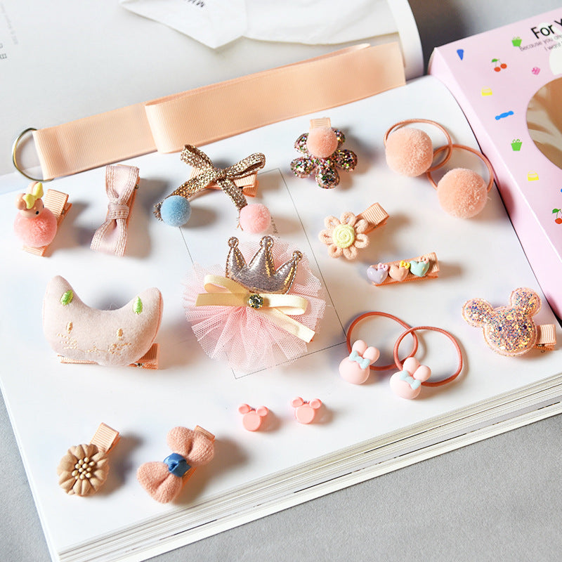 Girls 18-Piece Hair Accessories Set - Beige