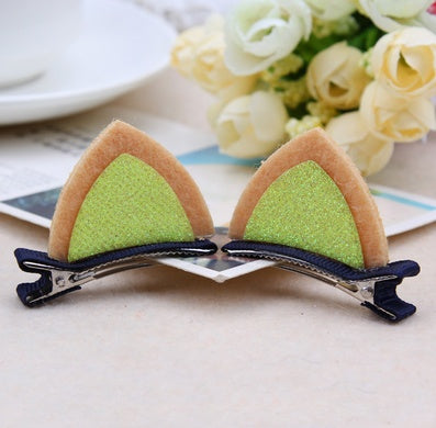 Kids' Nylon Cat Ears Hair Clips - Cute Animal Hair Accessories - Yellow