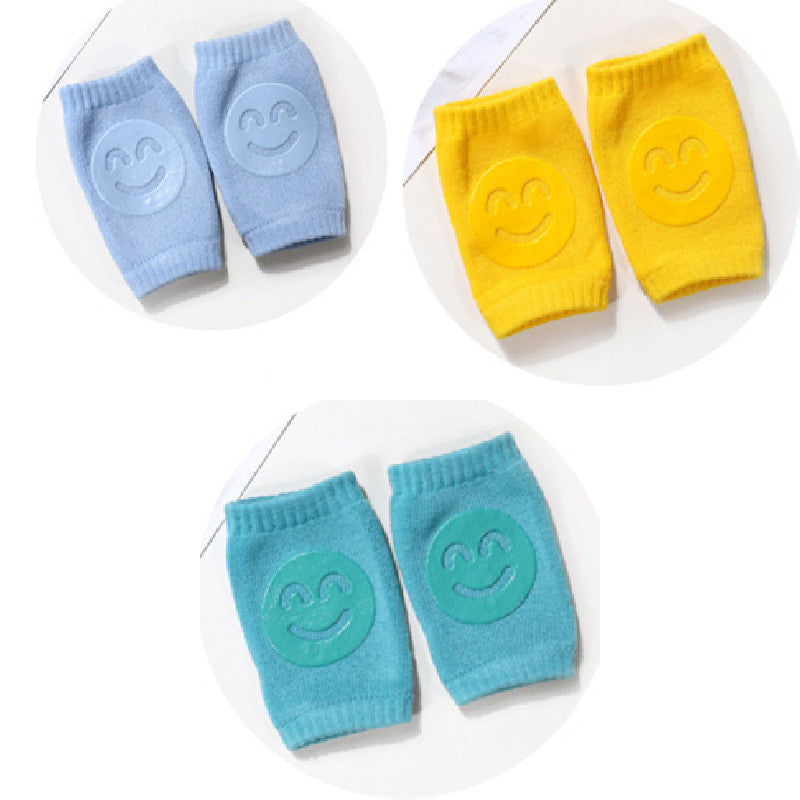 Non-Slip Baby Crawling Knee Pads - Cotton Terry 1 Pair - Blue yellow green / Q3pcs