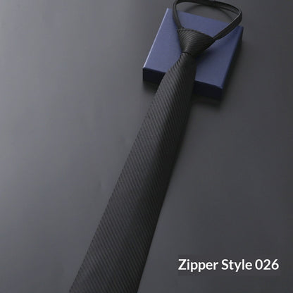 Mens Business Formal Zipper Tie With Blue Stripes - Zipper 026