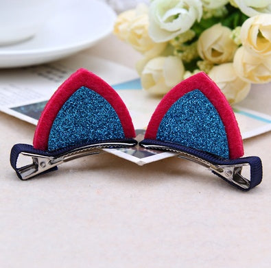 Kids' Nylon Cat Ears Hair Clips - Cute Animal Hair Accessories - Blue