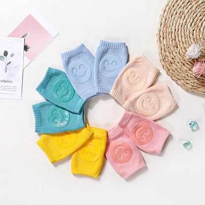 Non-Slip Baby Crawling Knee Pads - Cotton Terry 1 Pair - Blue color green / Q3pcs