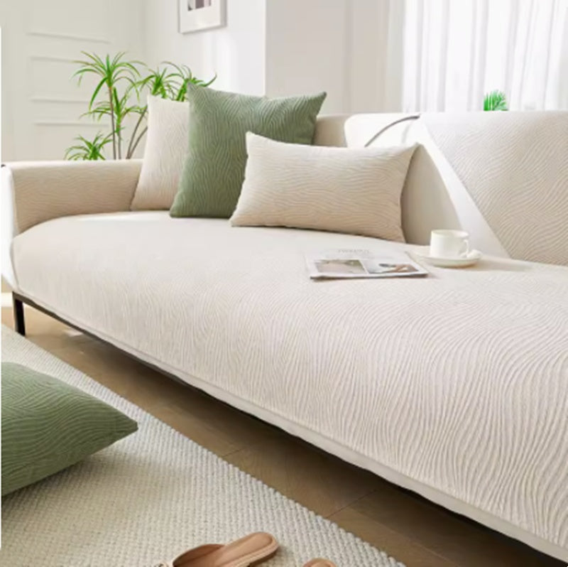 Four Seasons Universal Anti Slip Fabric Sofa Cover - White / 110x110cm