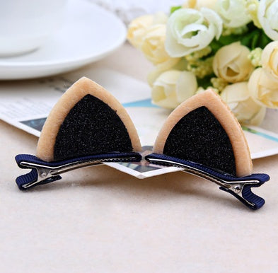 Kids' Nylon Cat Ears Hair Clips - Cute Animal Hair Accessories - Black