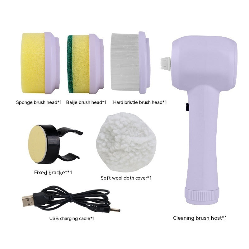 Electric Cleaning Brush 4 In 1 Spinning Scrubber Handheld - JM12 Purple