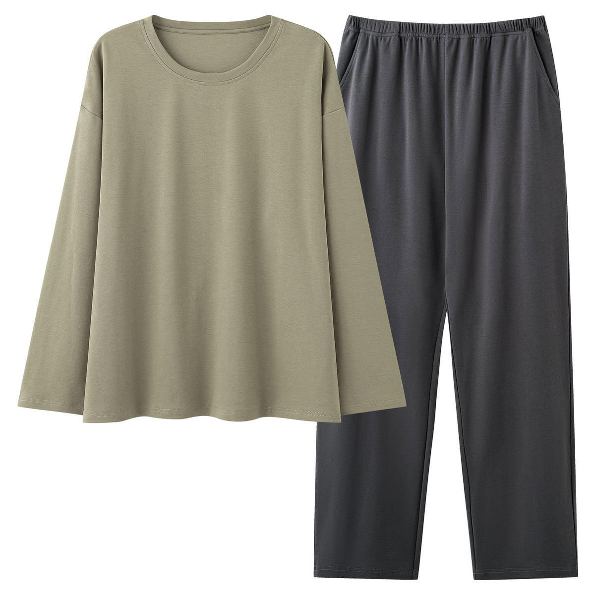 Mens Cotton Pajama Set With Long-sleeve Top And Long Pants - 3695color / 2XL