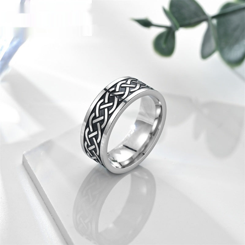Mens Personalized Stainless Steel Ring - Black / 10