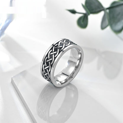 Mens Personalized Stainless Steel Ring - Black / 10
