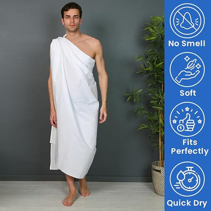 Men's Ihram Set with Hajj Belt - Soft Towel Fabric White - Default Title
