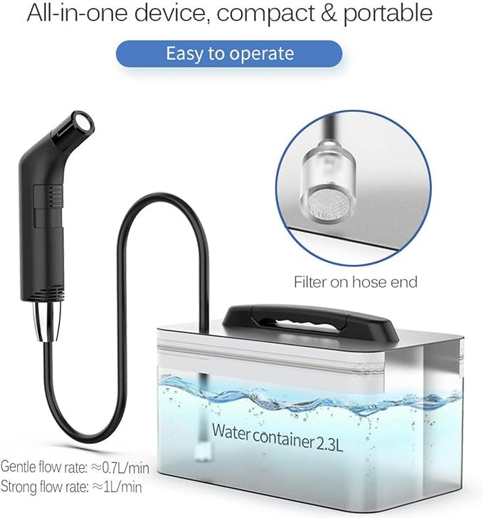 Portable Electric Bidet Sprayer - 2.3L Black Rechargeable Shower - Default Title