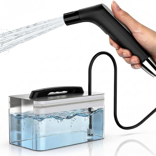 Portable Electric Bidet Sprayer - 2.3L Black Rechargeable Shower - Default Title