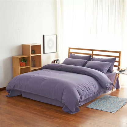 Modern 4-Piece Plain Twill Bedding Set - Purple / 2.0m