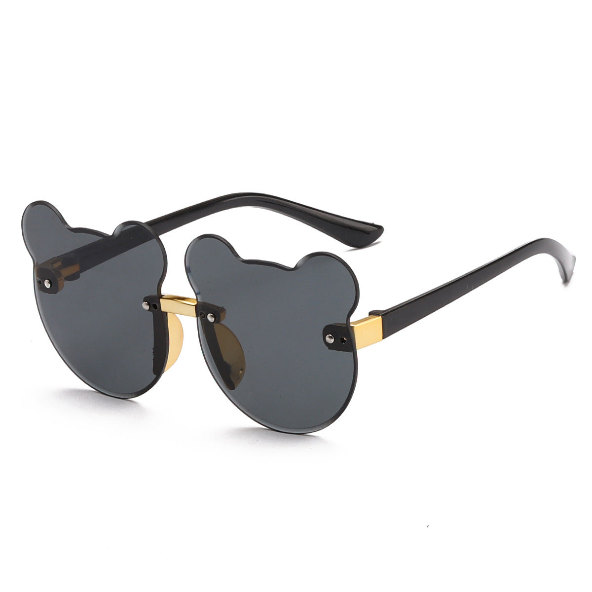 Cat Ear Kids Frameless Sunglasses - Cute PC Gold Frame Lenses - Gold frame grey sheet