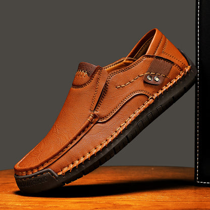 Hand-stitched Mens Shoes Outdoor Casual - 9916 Dark Brown Hollow / 38