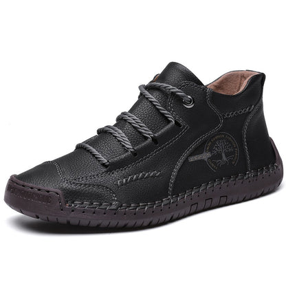 Men's High-Top Leather Casual Short Boots - 9932 black bag / 38